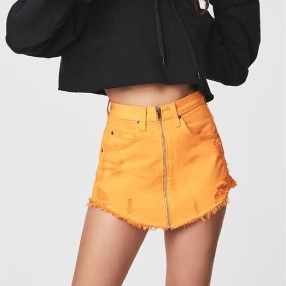 Carmar Beatrice Distressed Frayed Hem Mini Skirt - Picture 1 of 9